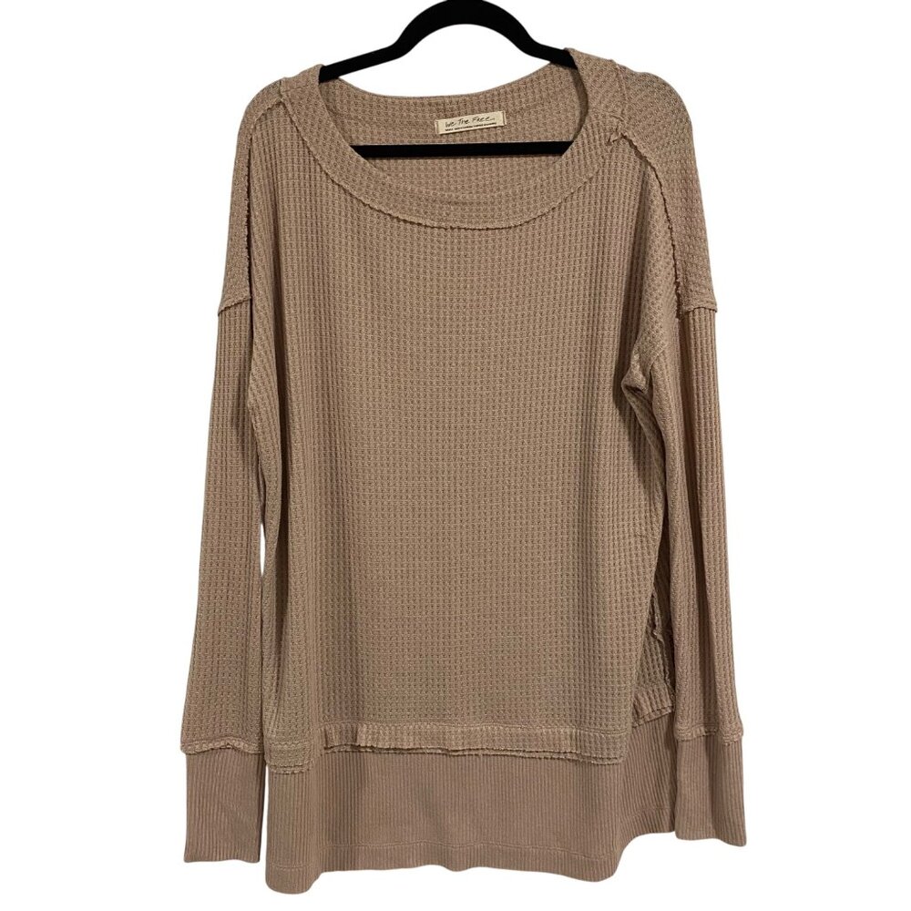 Free People We the Free North Shore Oversized Thermal Top in Sand‎ Size S